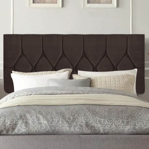 Painel Estofada Istambul Botão Capitonê 195cm King Size para Cama Box Quarto Corino Marrom - Gat Mag