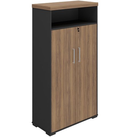 Armário para Escritório com Chave Office Multiuso Atria Executiva A02 Nogal Preto - Lyam Decor