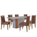 Ver imagem 2 de Mesa de Jantar Isadora 180cm Tampo Mdf Vidro Canto Copo com 6 Cadeiras Isadora Moderna Mobília