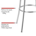 Ver imagem 7 de Kit 2 Banquetas Altas Cromadas com Assento Estofado e Encosto para Bancada Cozinha Cromado/Azul