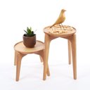 Ver imagem 7 de Mesa Lateral Redonda para Sala com Bandeja Maderia Maciça 35cm x 32cm Mel Escuro Casavee