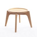 Ver imagem 3 de Mesa Lateral Redonda para Sala com Bandeja Maderia Maciça 35cm x 32cm Mel Escuro Casavee