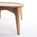 Ver imagem 5 de Mesa Lateral Redonda para Sala com Bandeja Maderia Maciça 35cm x 32cm Mel Escuro Casavee