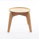 Ver imagem 1 de Mesa Lateral Redonda para Sala com Bandeja Maderia Maciça 35cm x 32cm Mel Escuro Casavee