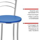 Ver imagem 4 de Kit 2 Banquetas Médias Cromadas com Assento Estofado e Encosto para Bancada Cozinha e Área Gourmet Cromada/Azul Cromada/Azul