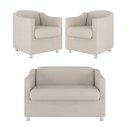 Ver imagem 2 de Kit 02 Poltronas Reforçada Clinica + Namoradeira Consultório Cor:Bege