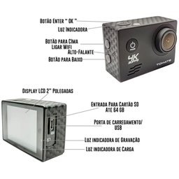 Câmera Filmadora Sport 4K Full Hd Wifi Controle Completa Mt-1090 - 3