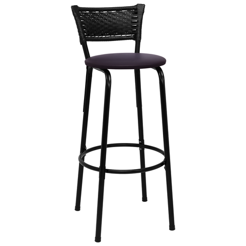 Banqueta para Bancada Banco Alto Junco Preto Balcão Cozinha Gourmet Bar Área de Lazer Piscina