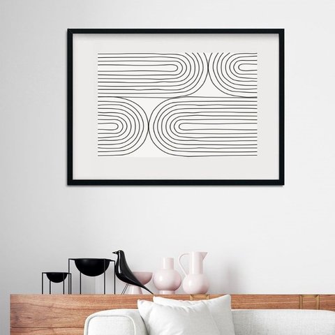 Quadro Neutro Ultra Minimalista Horizontal - 60x48cm:madeira Branca