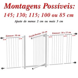 GRADE PORTÃO PET BEBÊ DIVISOR AMBIENTE 143 A 148 CM BRANCO - 2