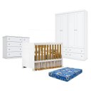 Ver imagem 1 de Quarto de Bebê Americano 4 Portas Com berço Americano Katatau Branco Acetinado Savana – Reller - Hen