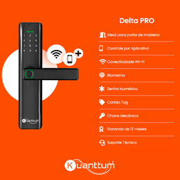 Fechadura Eletronica Smart Wifi App Tuya com Biometria Kuanttum Delta Pro - 3