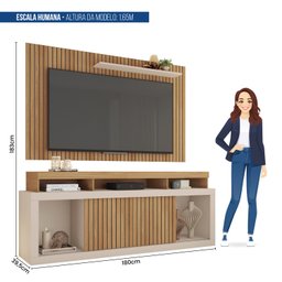 Rack com Painel para TV Até 65 Polegadas com Ripado Esmeralda  - 9