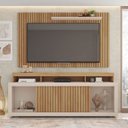 Ver imagem 1 de Rack com Painel Ripado para TV até 65 Polegadas MDF 180CMX174CM Esmeralda Branco