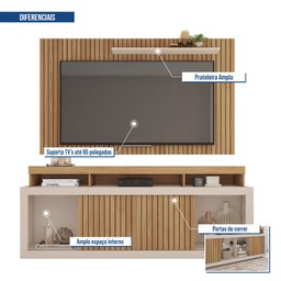 Rack com Painel para TV Até 65 Polegadas com Ripado Esmeralda  - 8
