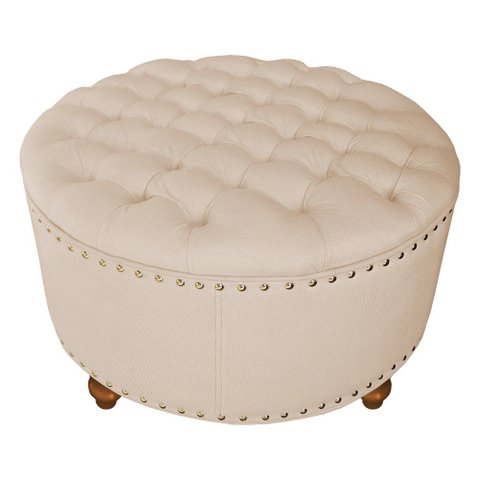 Puff Amora 80 Cm Suede Azul Turqueza Slk Decor Amara Bege