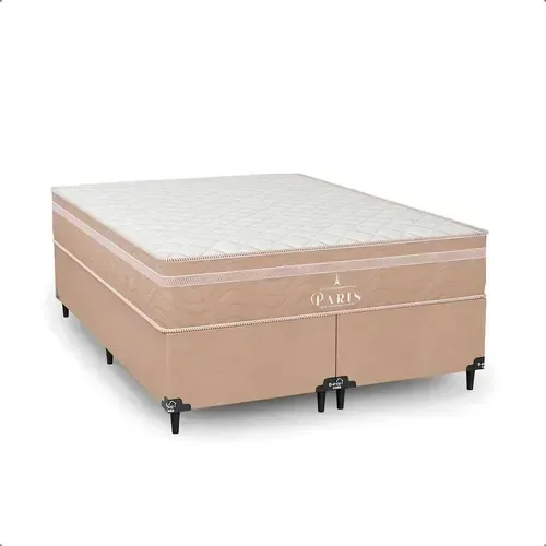 Ver imagem 1 de Cama Box Casal Bipartido Bege + Colchão Paris Molas Bege Bege/bege