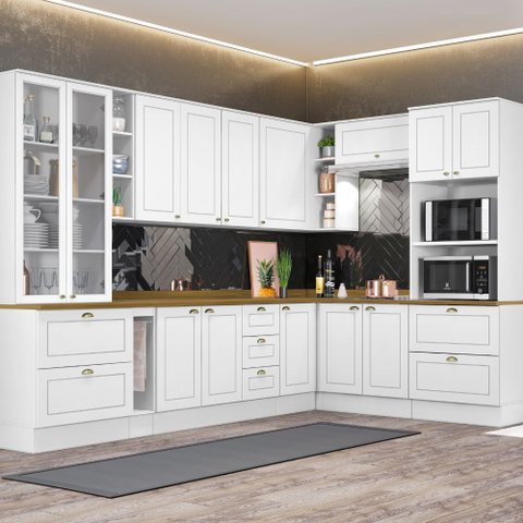 Cozinha Modulada 10 Peças 14 Portas 7 Gavetas S/ Tampo Americana Henn