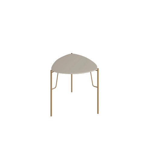 Mesa Lateral 56cm de Apoio para Sala Multiuso 100% Mdf Cor:grigio com Dourado