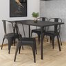 Conjunto Mesa Orbit com 4 Cadeiras de Jantar Tolix Industrial Aço Espresso Móveis - 1