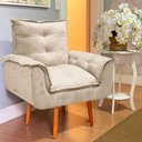 Ver imagem 1 de Poltrona Opala Suede Creme Cadeira Decorativa Sala Recepção Pés Imbuia - Bela Decor