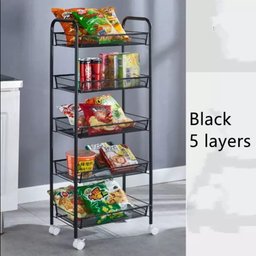 CARRINHO ORGANIZADOR GRANDE 5 PRATELEIRAS MULTIUSO EM AÇO CASA Escritório SALAO AUXILIAR PRETO - 4