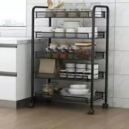 CARRINHO ORGANIZADOR GRANDE 5 PRATELEIRAS MULTIUSO EM AÇO CASA Escritório SALAO AUXILIAR PRETO - 3