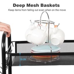 CARRINHO ORGANIZADOR GRANDE 5 PRATELEIRAS MULTIUSO EM AÇO CASA Escritório SALAO AUXILIAR PRETO - 5