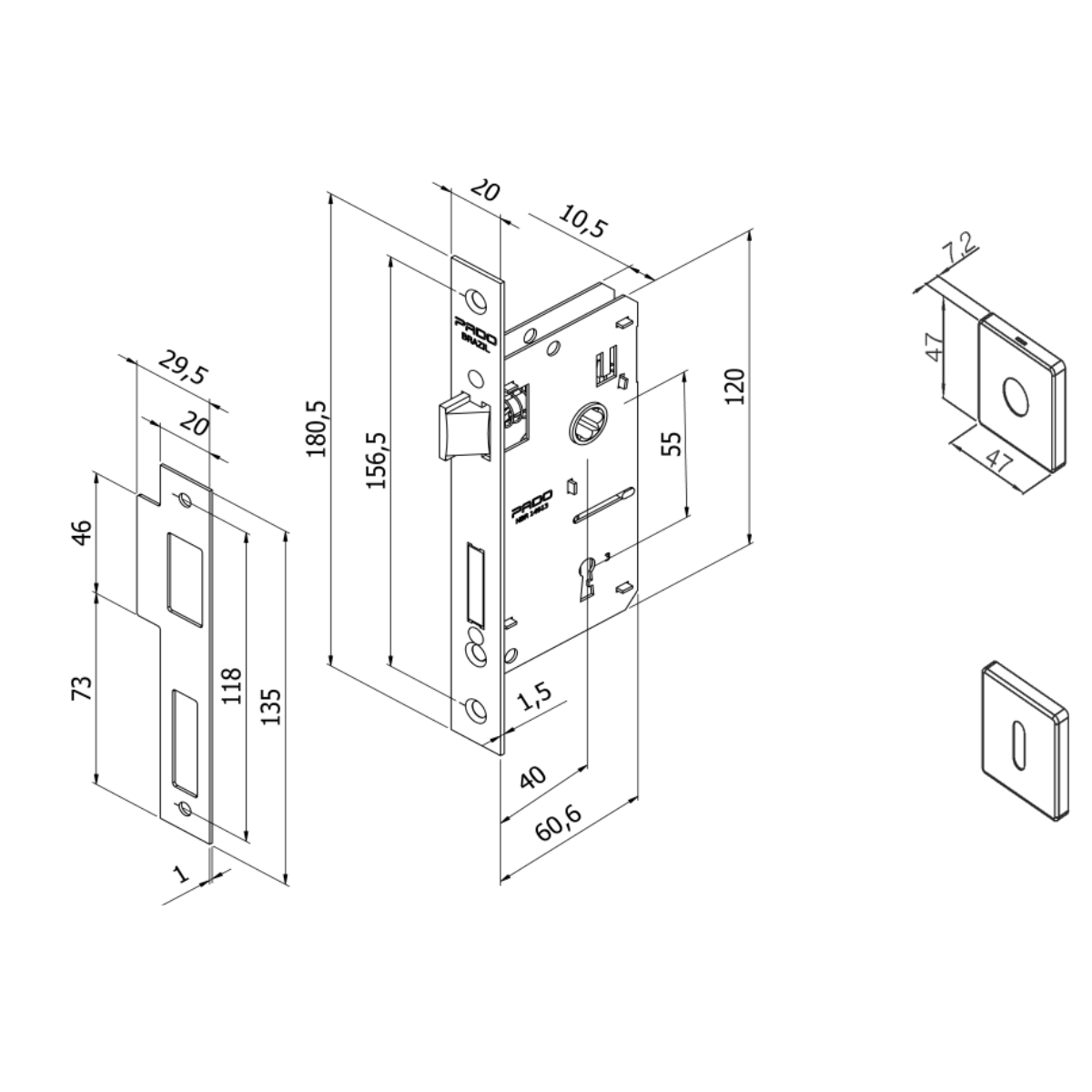 Fechadura Porta Interna Zm Concept 408 Broca 40mm Escovado Pado - 3