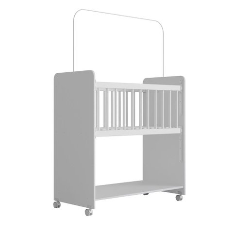 Mini Berço Moisés Toy para Bebê com Colchão e Rodízios 89cm Branco - Desk Design
