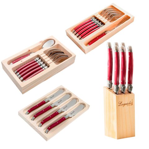 Conjunto de Talheres Luxo 22 Peças Original Laguiole La Tour Bordô