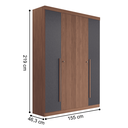 Ver imagem 2 de Guarda Roupa Casal Ripado 4 Portas Elvas Jatobá Grafite