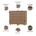 Ver imagem 3 de Cômoda Quarto 121cm 8 Gavetas Delmont Nature/camarim V02 - Mpozenato