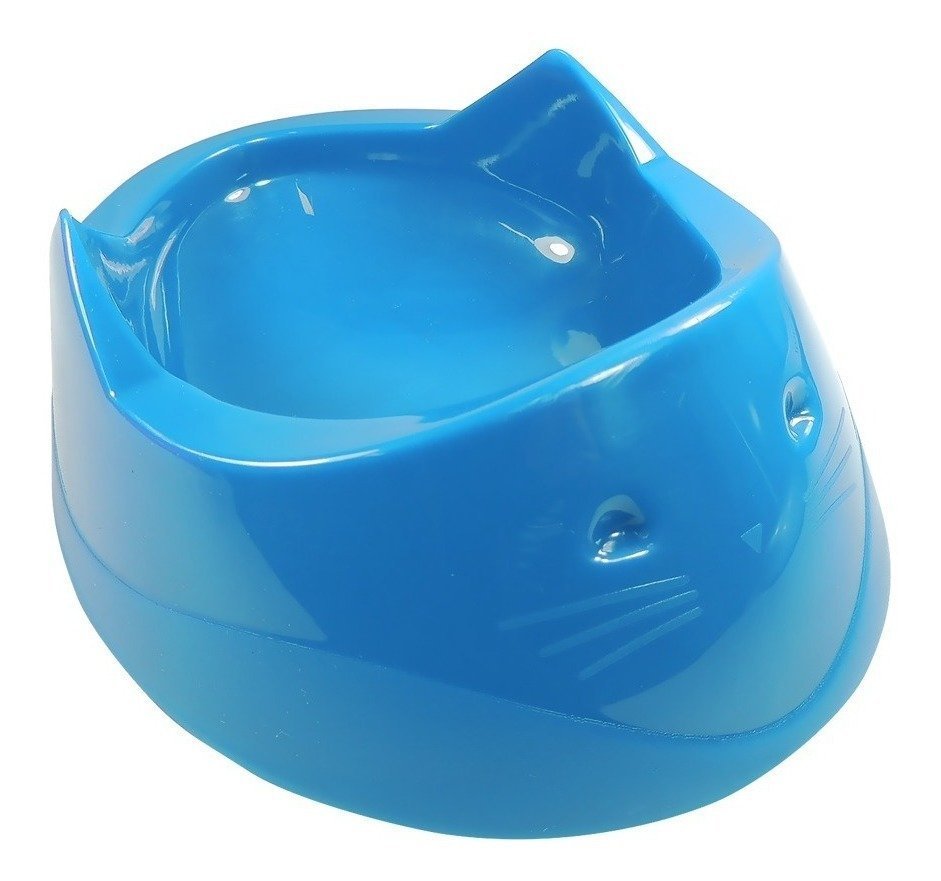 Comedouro Plástico Cara Do Gato 200 Ml - Azul Furação Pet