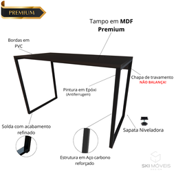 Mesa Escrivaninha Industrial Slim 90x45cm Compacta Apartamento 100% Mdf e Aço - 2