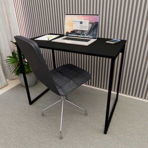 Mesa Escrivaninha Industrial Slim 90x45cm Compacta Apartamento 100% Mdf e Aço