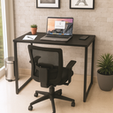 Ver imagem 1 de Mesa Escrivaninha Industrial Slim 90x45cm Compacta Apartamento 100% Mdf e Aço