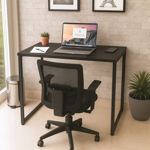 Mesa Escrivaninha Industrial Slim 90x45cm Compacta Apartamento 100% Mdf e Aço