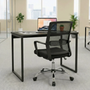 Ver imagem 1 de Mesa Escrivaninha Industrial Slim 90x45cm Compacta Apartamento 100% Mdf e Aço
