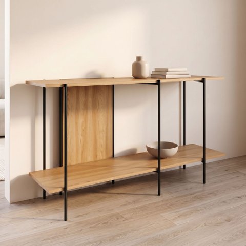 Aparador Sólis - Largura: 160 cm - Cor: Álamo - Metal: Preto