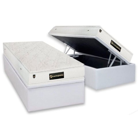 Cama Box Baú Solteiro: Colchão Molas Masterpocket Ensacadas Luckspuma Satisfaction Plus White +
