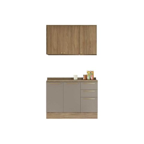 Cozinha Modulada Kappsberg Botanic Botanic 3 Peças (1aéreo+1balcão+1complemento) C3p15 Nogueira/