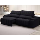 Ver imagem 1 de Sofá com Porta Copos Carregador USB Ret Rec Murano 2,30m Velosuede Preto - NETSOFAS