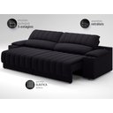 Ver imagem 4 de Sofá com Porta Copos Carregador USB Ret Rec Murano 2,30m Velosuede Preto - NETSOFAS