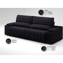 Ver imagem 2 de Sofá com Porta Copos Carregador USB Ret Rec Murano 2,30m Velosuede Preto - NETSOFAS