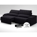 Ver imagem 5 de Sofá com Porta Copos Carregador USB Ret Rec Murano 2,30m Velosuede Preto - NETSOFAS