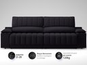 Ver imagem 3 de Sofá com Porta Copos Carregador USB Ret Rec Murano 2,30m Velosuede Preto - NETSOFAS