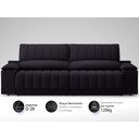 Ver imagem 3 de Sofá com Porta Copos Carregador USB Ret Rec Murano 2,30m Velosuede Preto - NETSOFAS