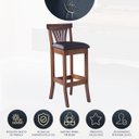 Ver imagem 4 de Banqueta Alta Estofada Valentina 36 x 100 Cm Madeira Maciça Imbuia Facto Marrom L74 - RMI