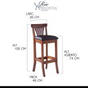 Ver imagem 3 de Banqueta Alta Estofada Valentina 36 x 100 Cm Madeira Maciça Imbuia Facto Marrom L74 - RMI